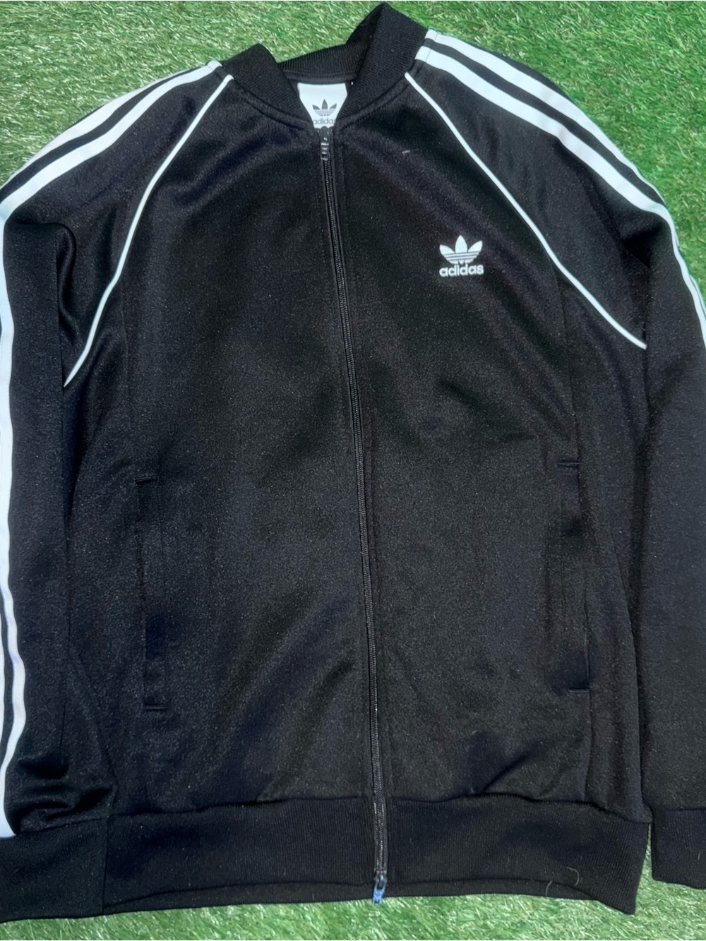 adidas Black Track Jacket with White Stripes